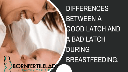 Differences between a good latch and a bad latch during breastfeeding. 1